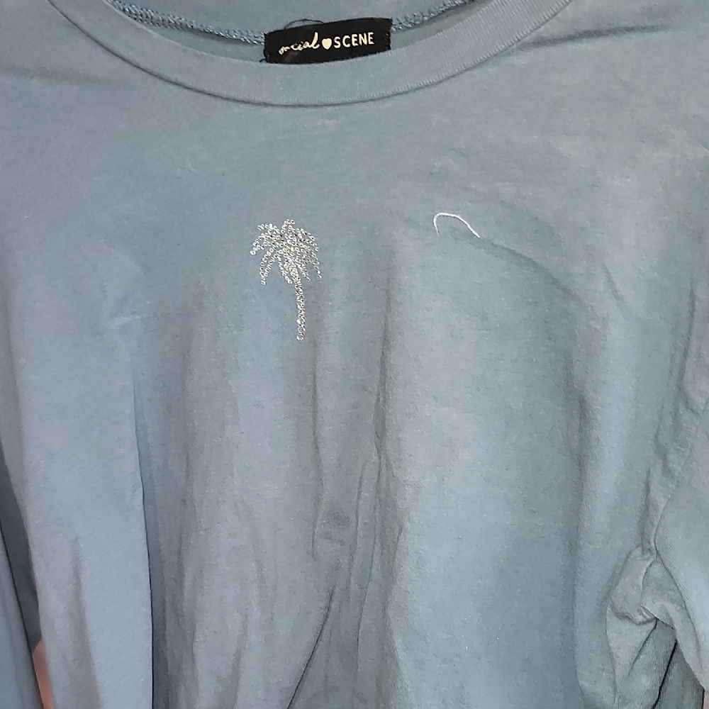 3/$12.00 Social Scene Blue Tee Crop